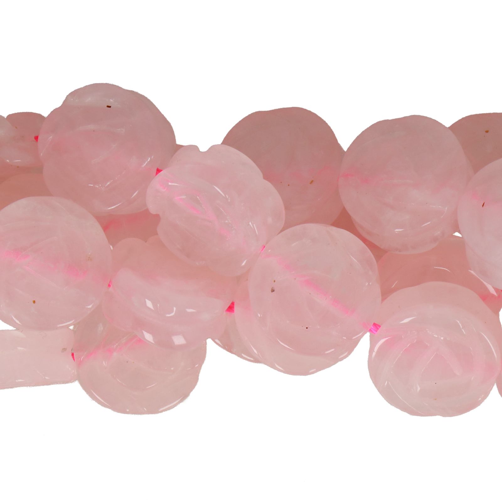 rose quartz carved flower pear 14mm | 4pc