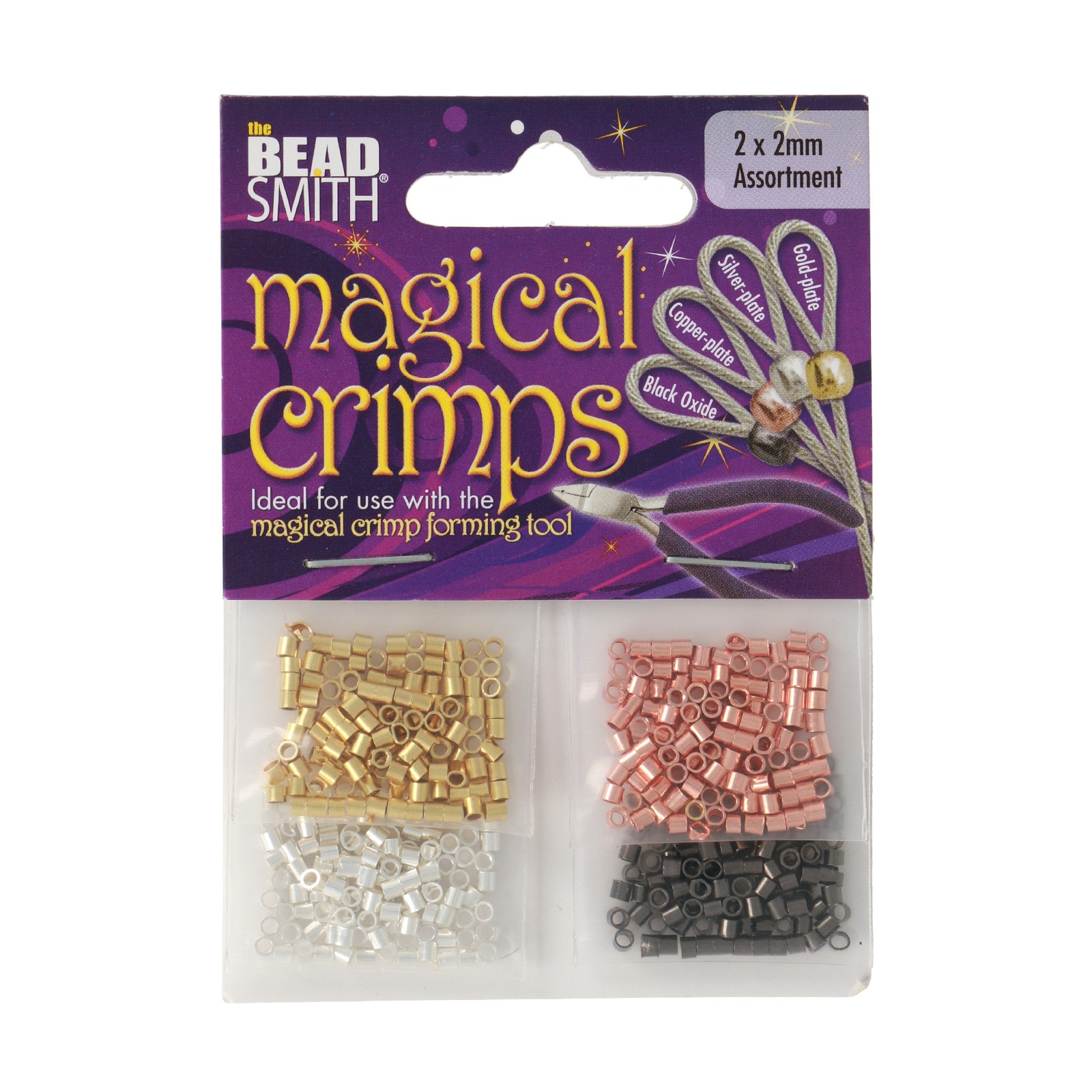 magical crimps - mix plated crimp tubes 2mm | 500pc