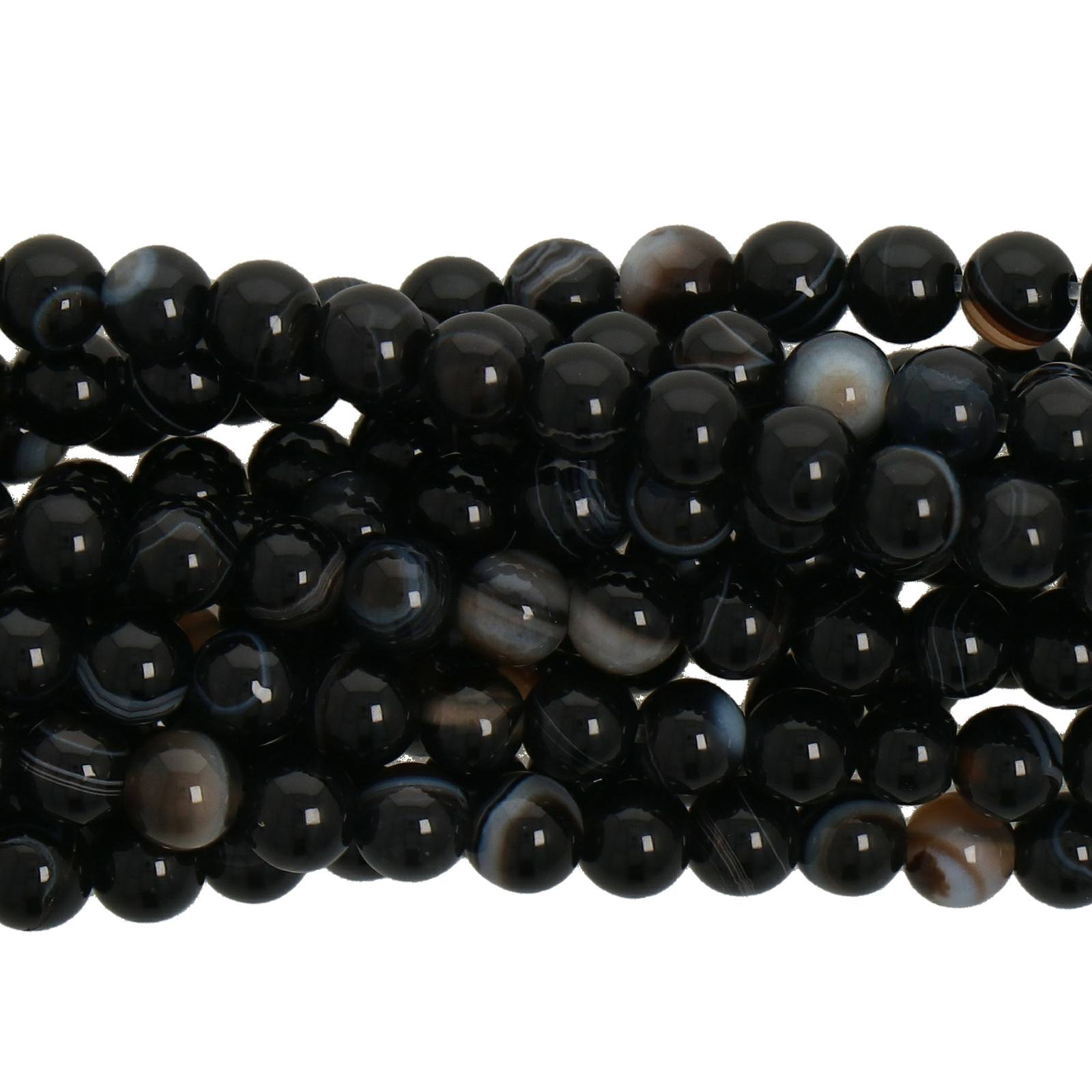 black lace agate smooth round 4mm | 15/16-inch strand