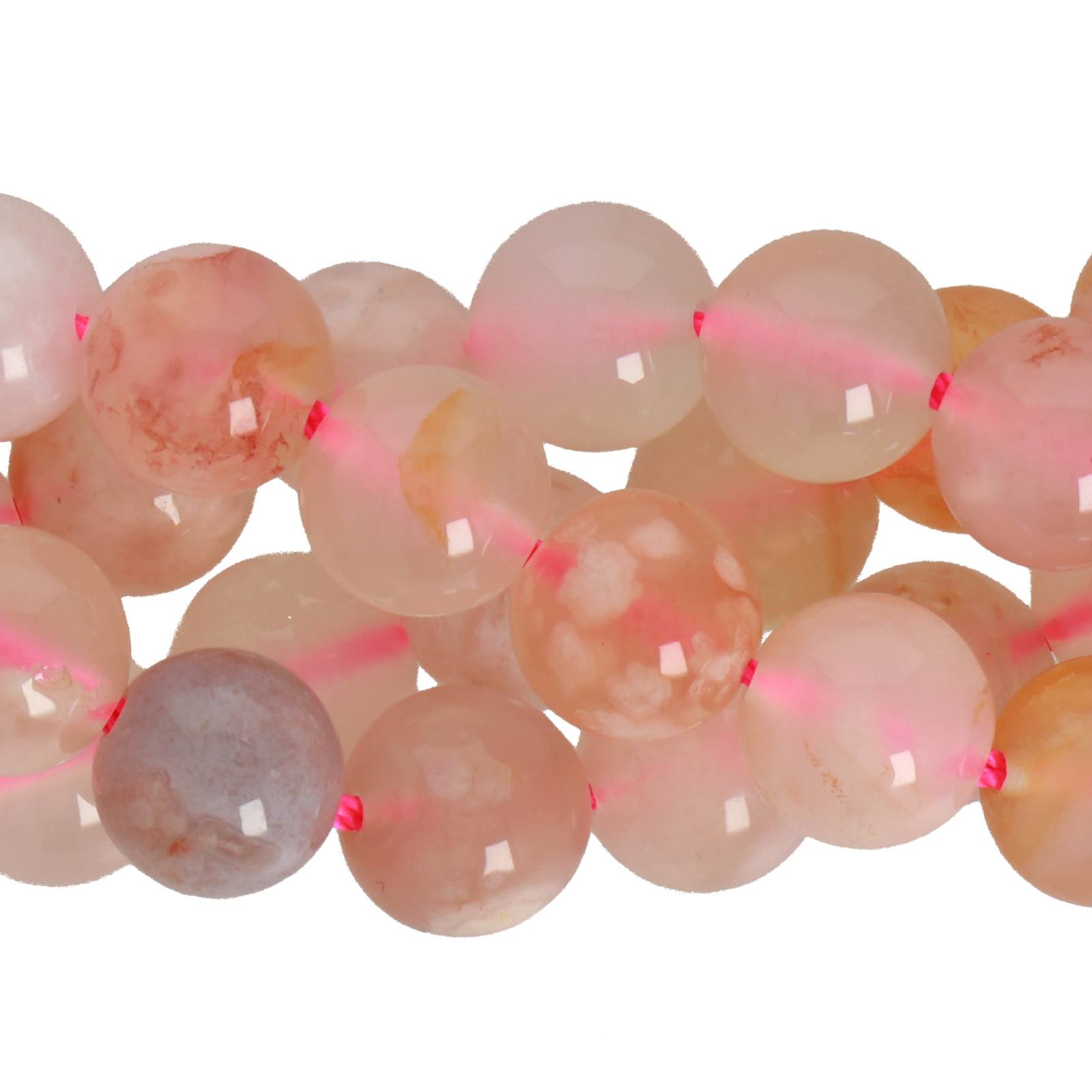 flower agate smooth round 8mm | 15/16-inch strand