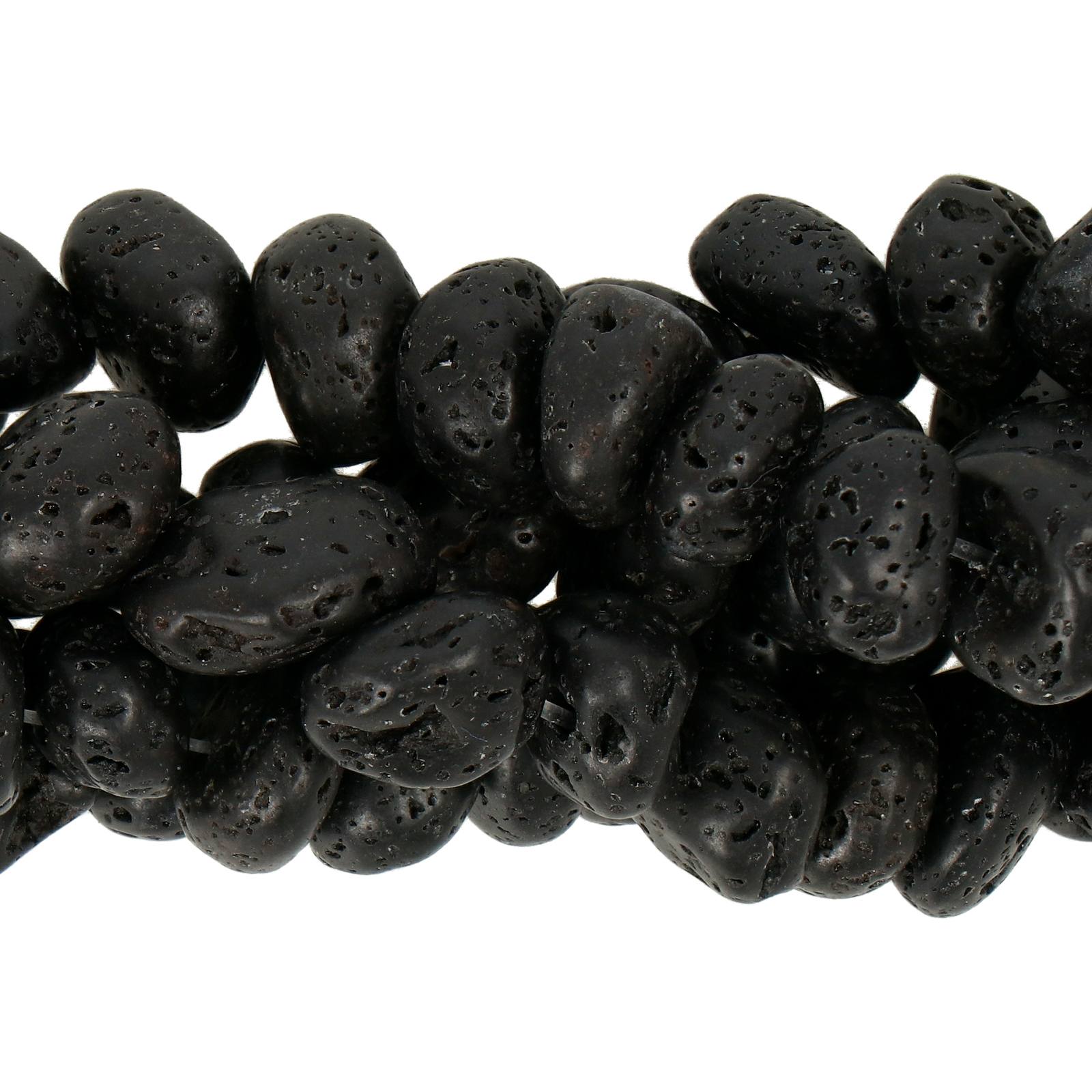 lavastein schwarz nugget 8-10mm ca. | strang 38/40cm