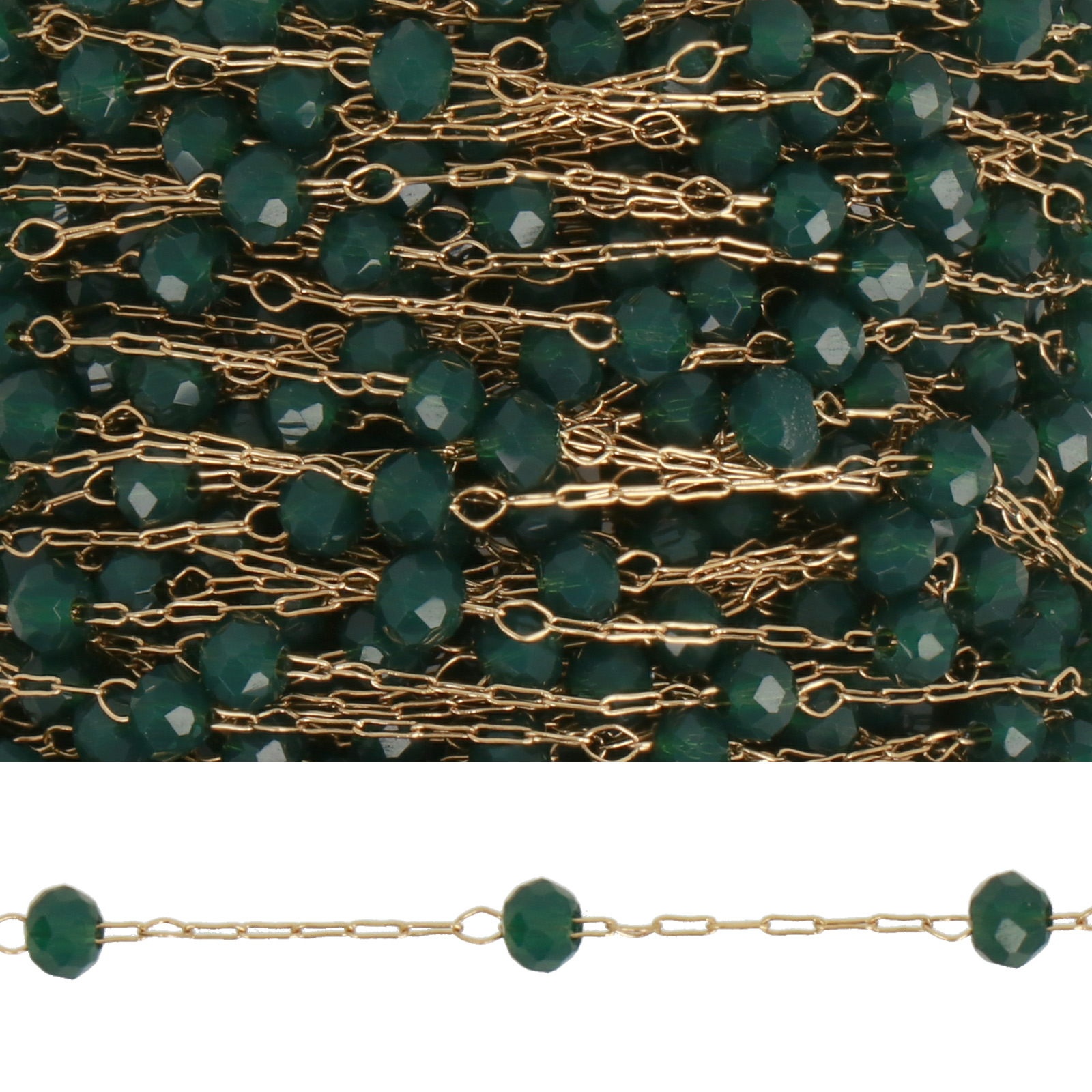 vergoldet edelstahl rosenkranz kette mini rondelle opaque dark green 3x2mm | 3mt