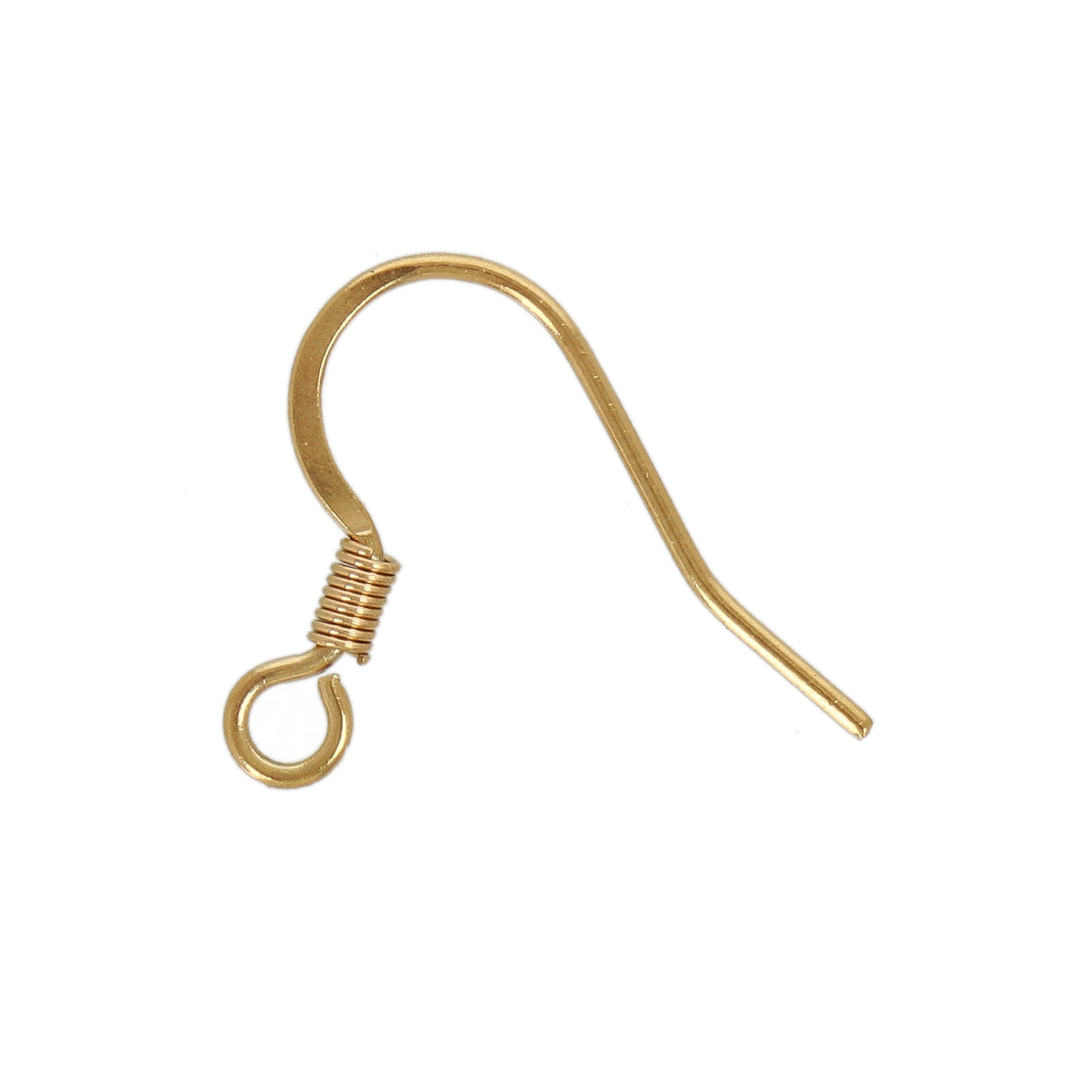 gold plated stainless steel flat french earwire with coil 14mm | 20pc