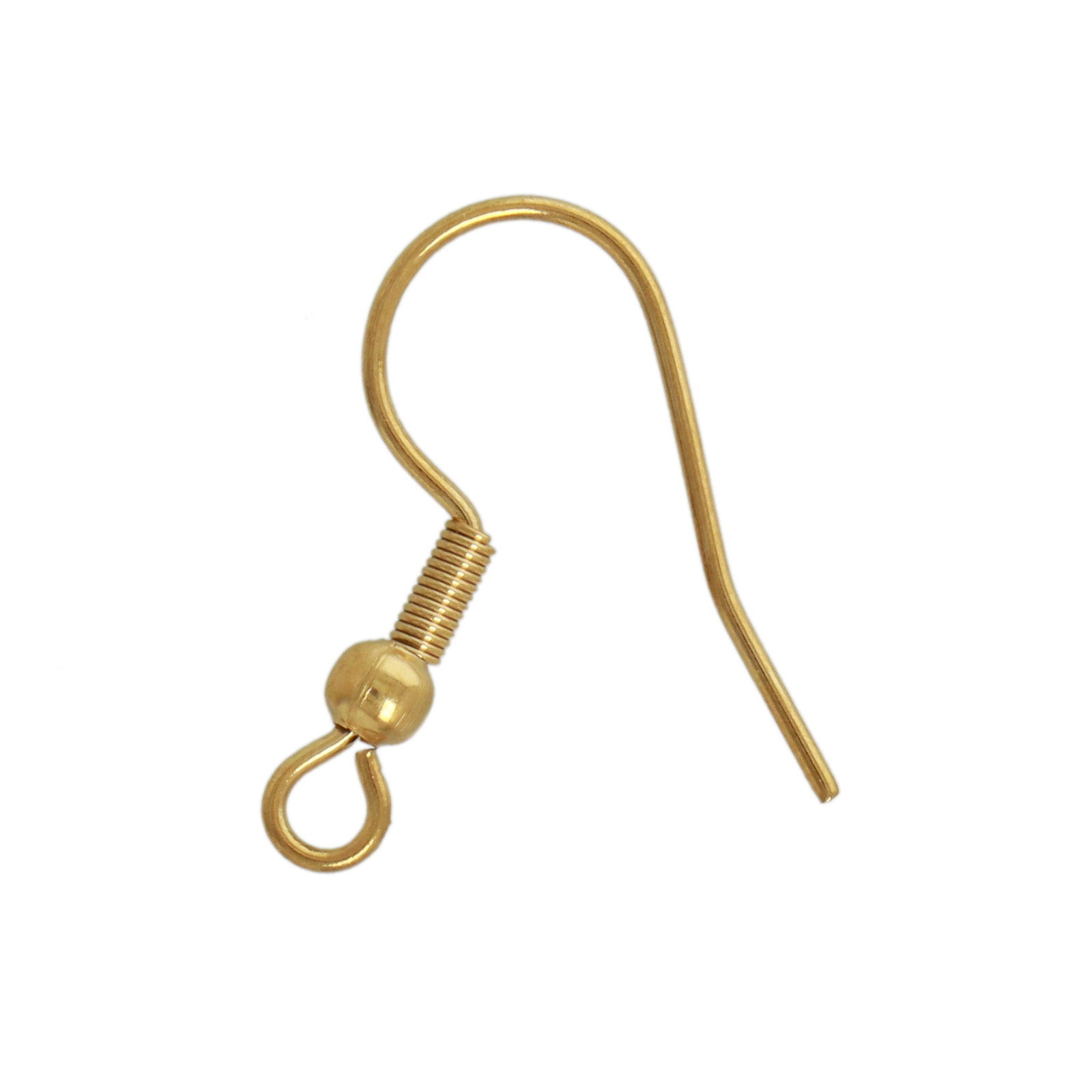 gold plated stainless steel flat french earwire with ball/coil 20mm | 20pc