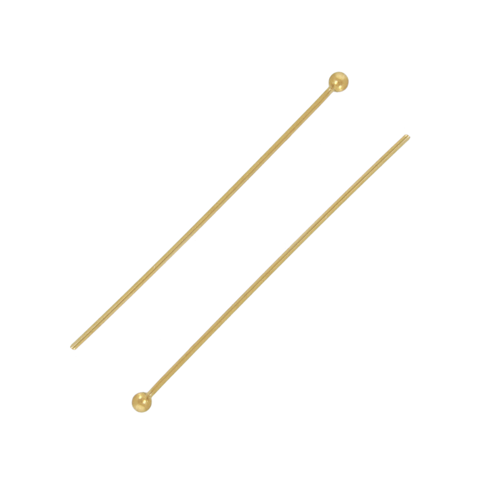 gold plated stainless steel ball end headpin 40mm - wire 0,7mm | 10pc