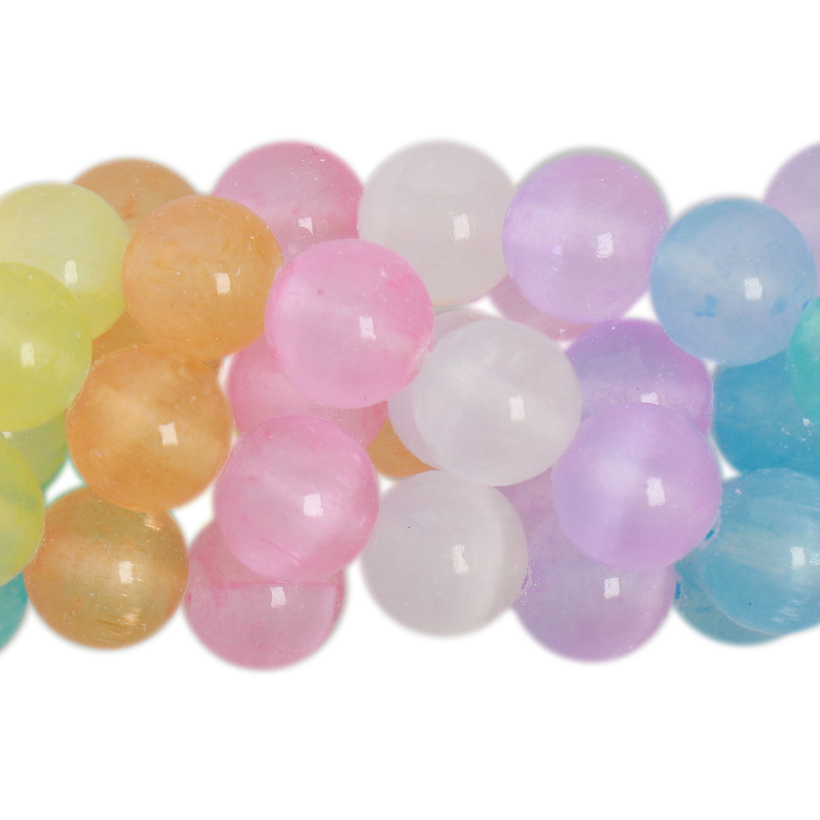 dyed selenit glatt runde mix farben 8mm | strang 38/40cm