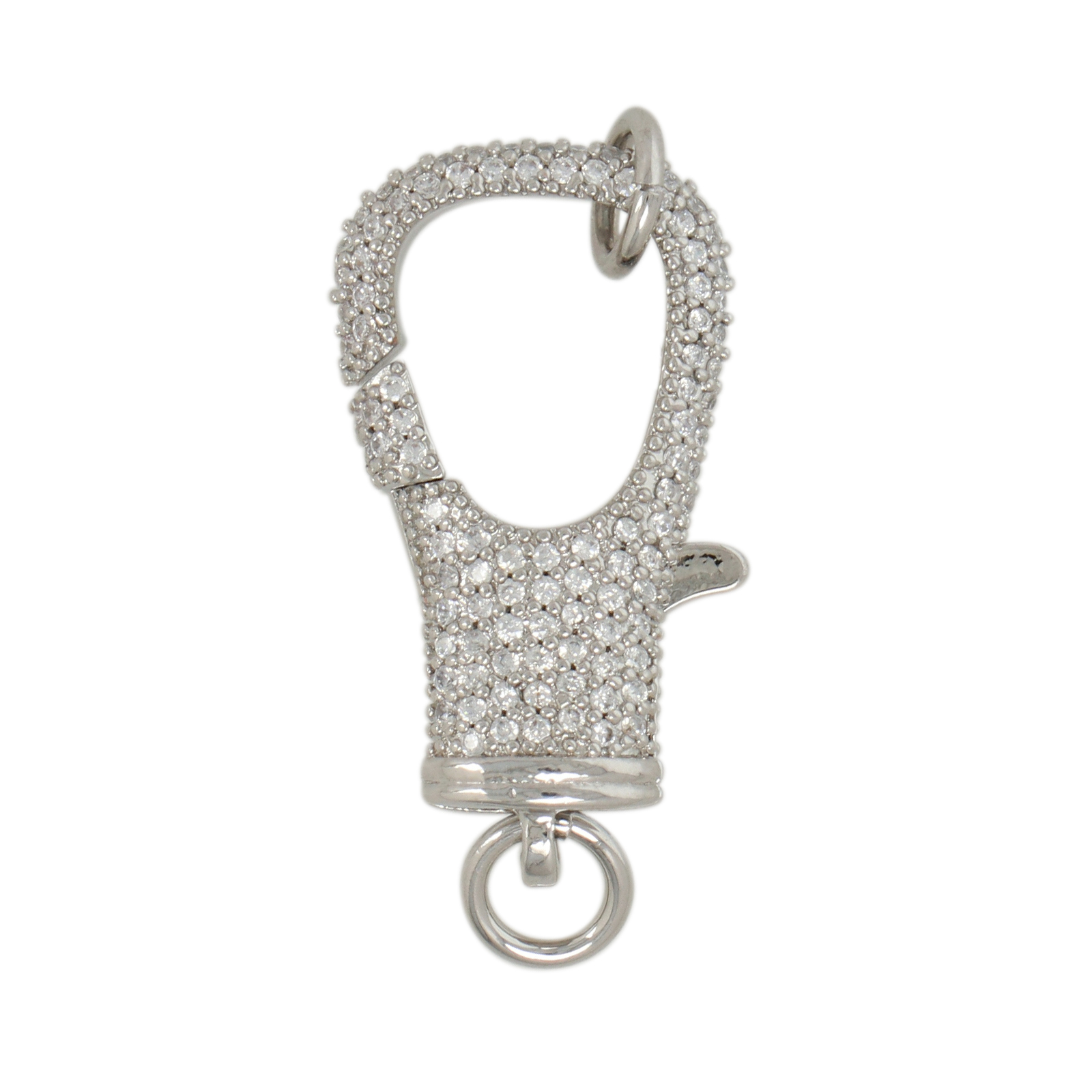 rhodium silver plated metal cz lobster clasp 26mm | 1pc