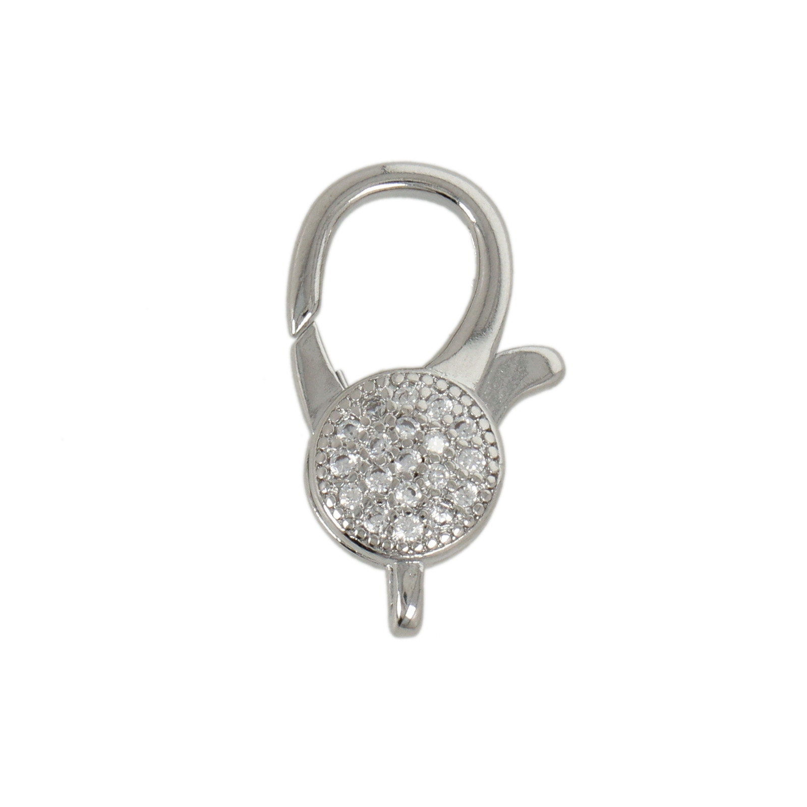 rhodium silver plated metal cz lobster clasp 20x12mm | 1pc