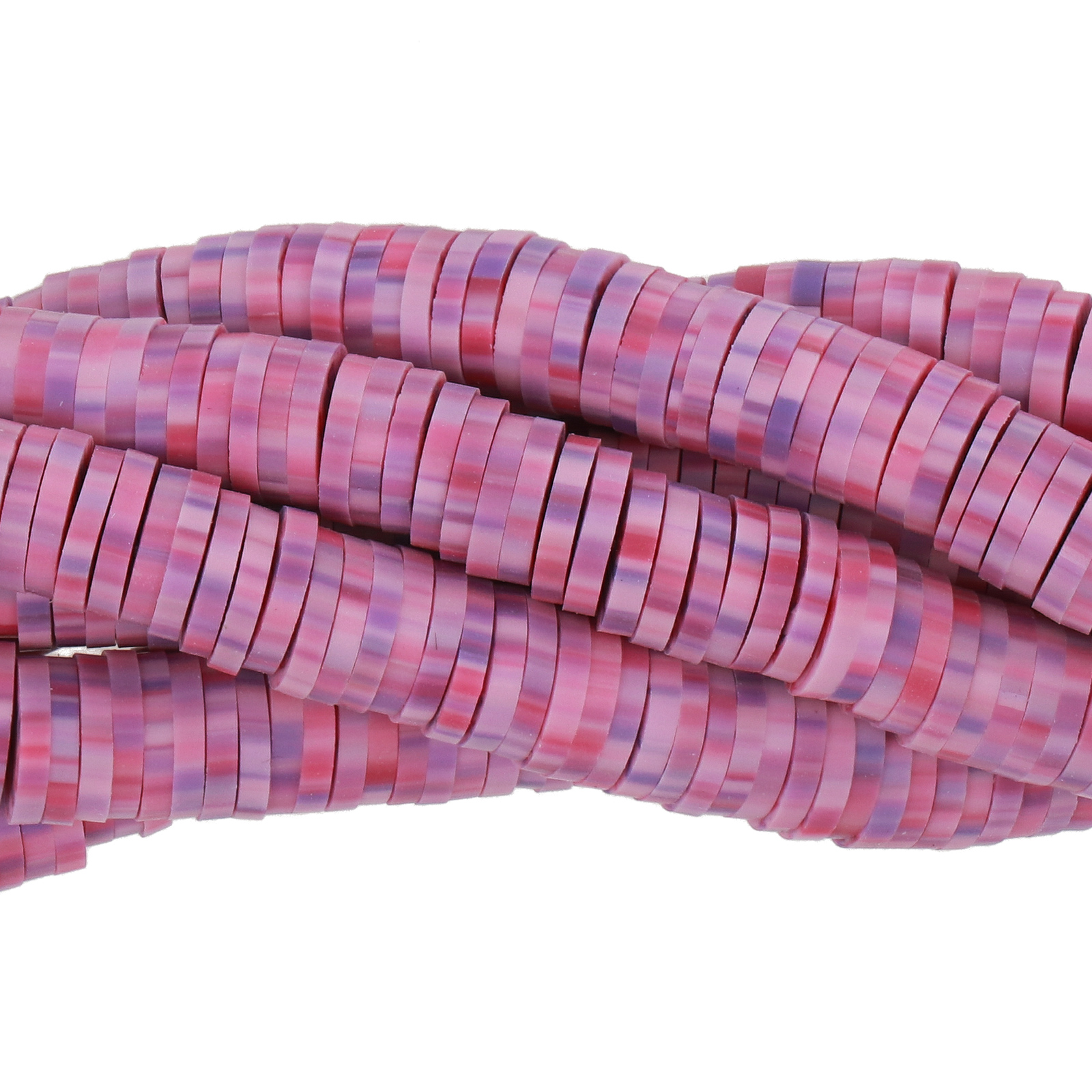 polymer clay heishi beads tweed purple 6x1mm | 16-inch strand