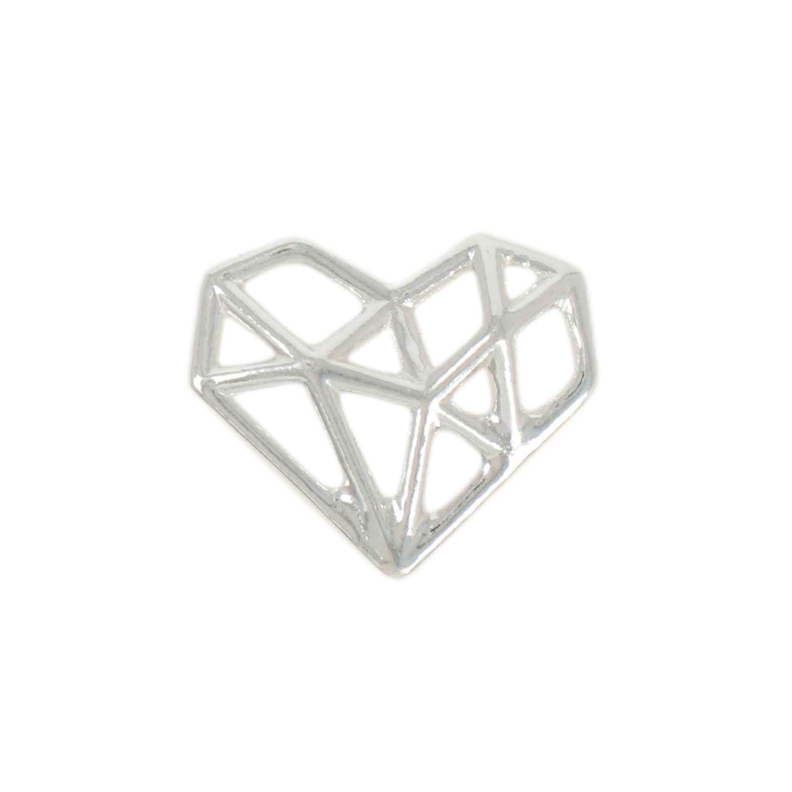 sterling silver origami heart link pendant 16x13mm | 1pc