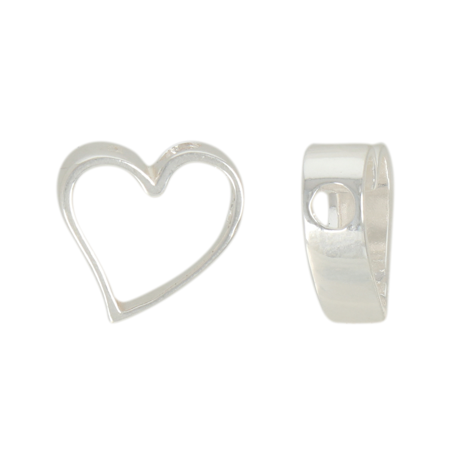 sterling silver heart pendant 12mm | 1pc