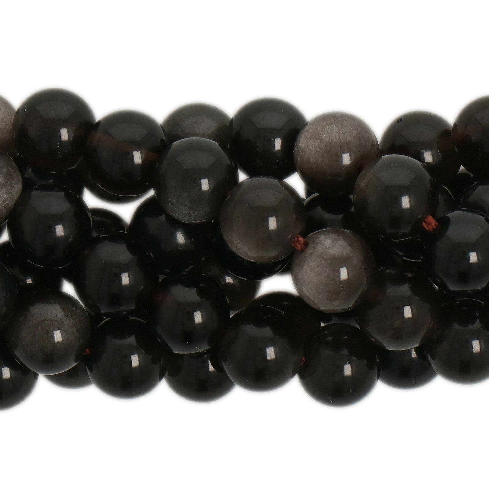 schwarzobsidian versilbert runde 6mm | strang 38/40cm