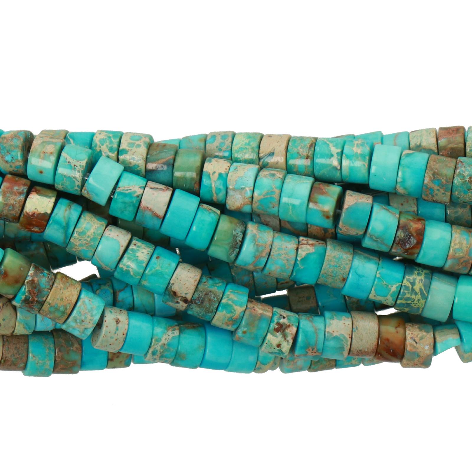 dyed impression jasper turquoise heishi 2x4mm | 15/16-inch strand