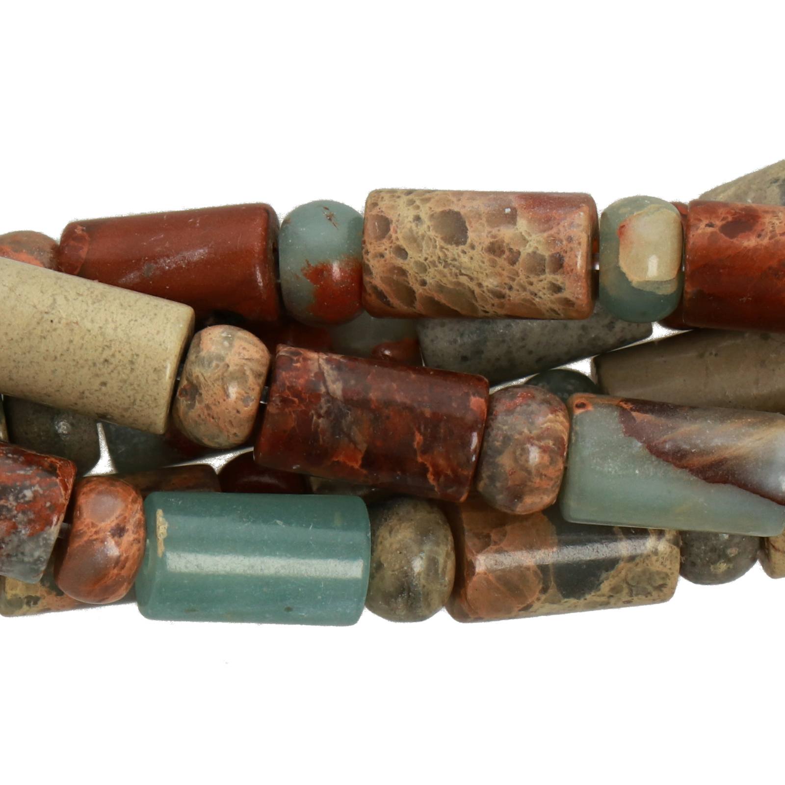 impression jasper tube 10x6mm roundelles 6x4mm | 15/16-inch strand