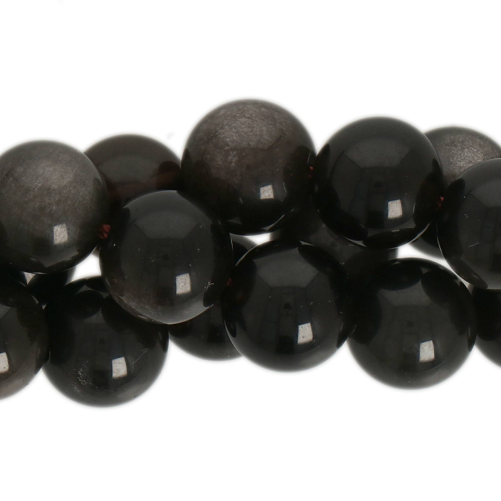 schwarzobsidian versilbert runde 10mm | strang 38/40cm