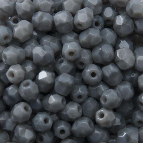 czech fire-polished round beads opaque coral grey 4mm | 50pc