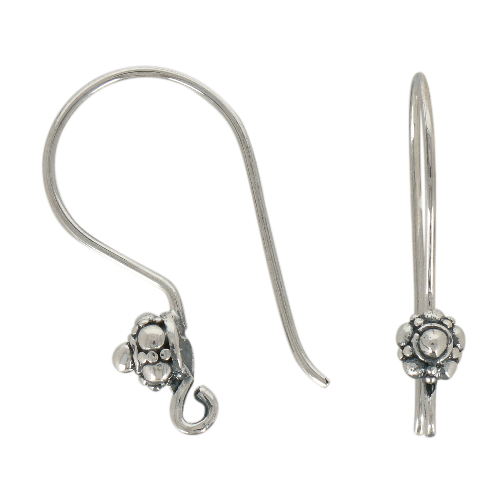 antique sterling silver fancy wire french earwire 22mm | 2pc