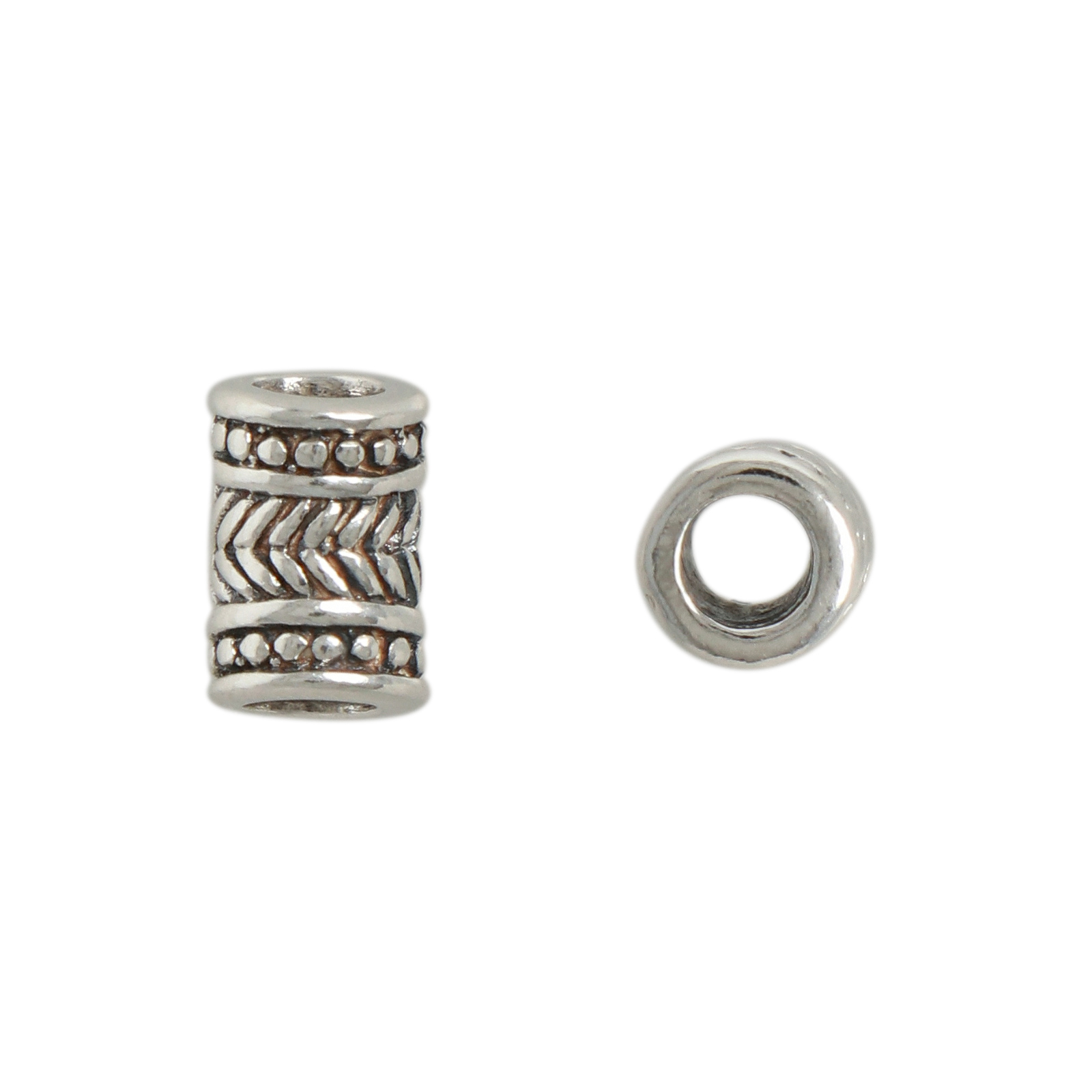 barrel bali antique sterling silver bead round 8x5mm | 1pc