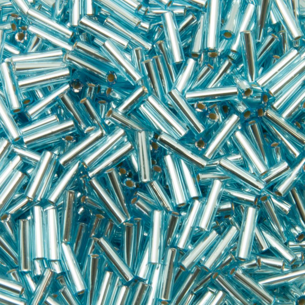 bugle miyuki beads 6mm - silver-lined aqua (066) | 10gr