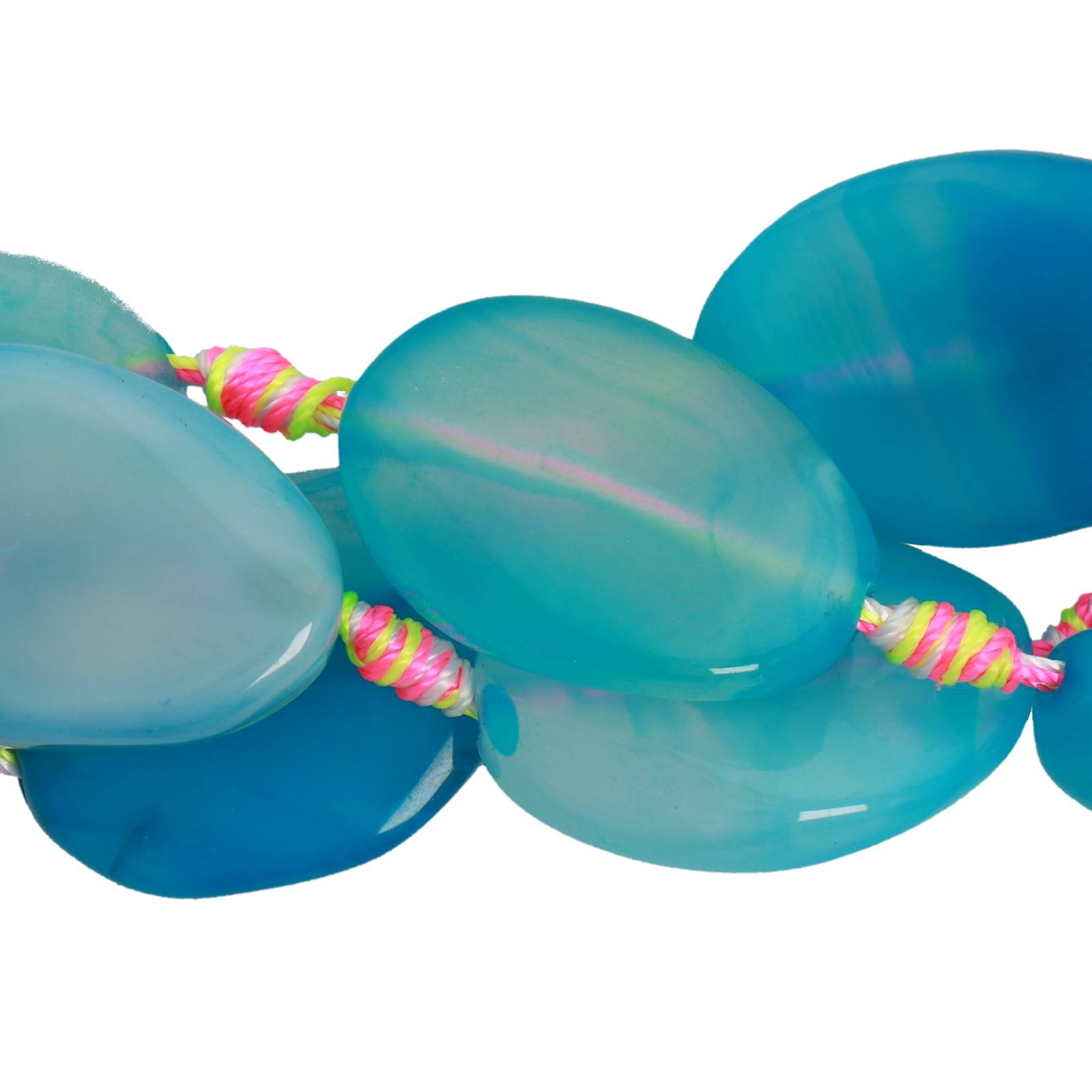 dyed lace agate blue smooth oval irregular 30x20mm aprox. | 15/16-inch strand