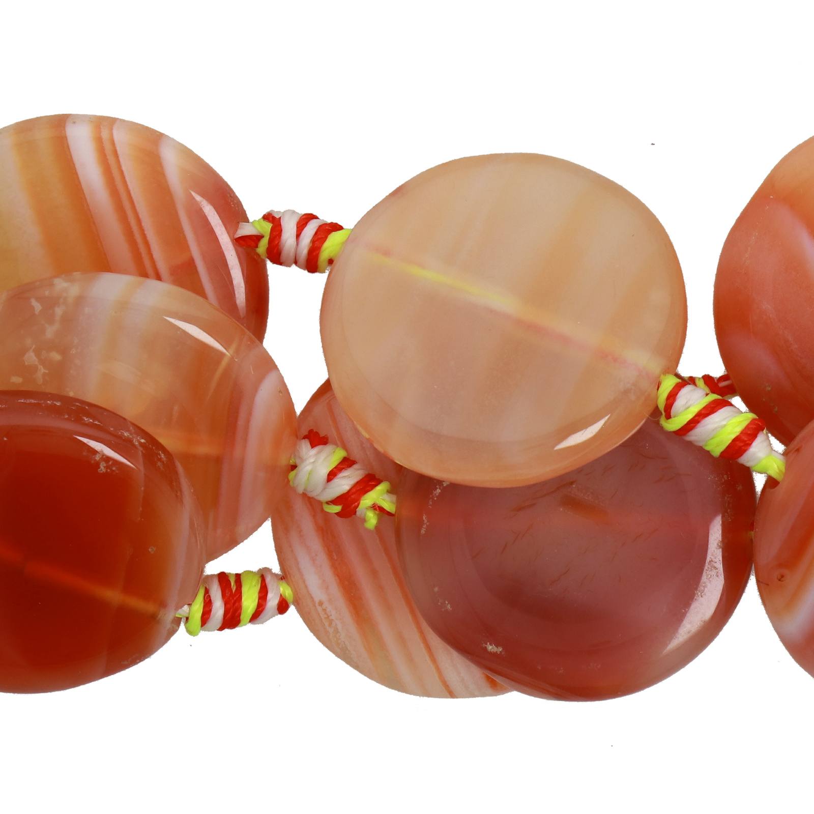 dyed lace agate red circle smooth 26mm | 15/16-inch strand