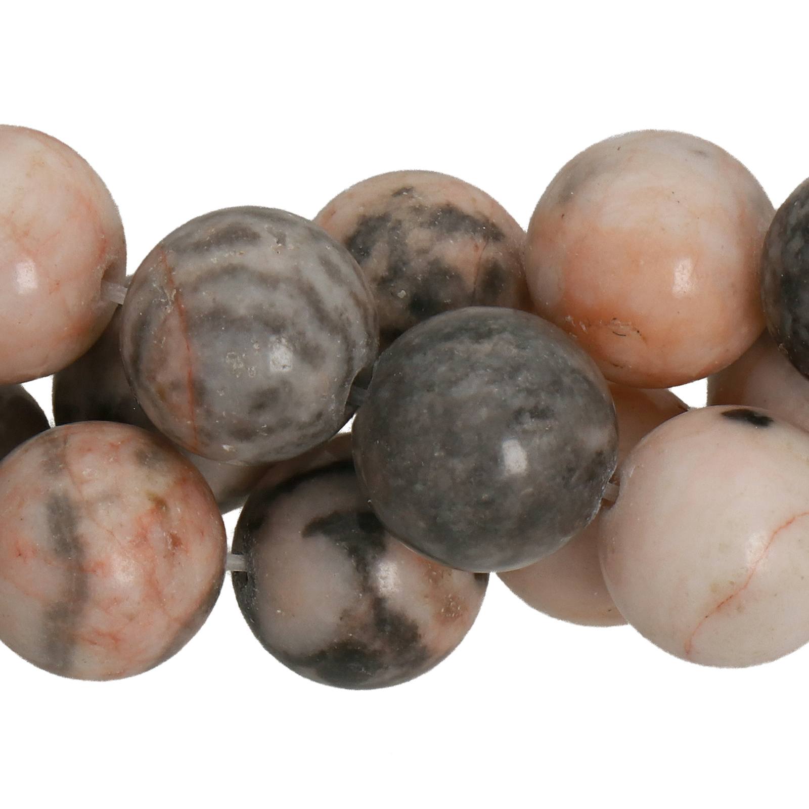 pink zebra jasper smooth round 10mm | 15/16-inch strand