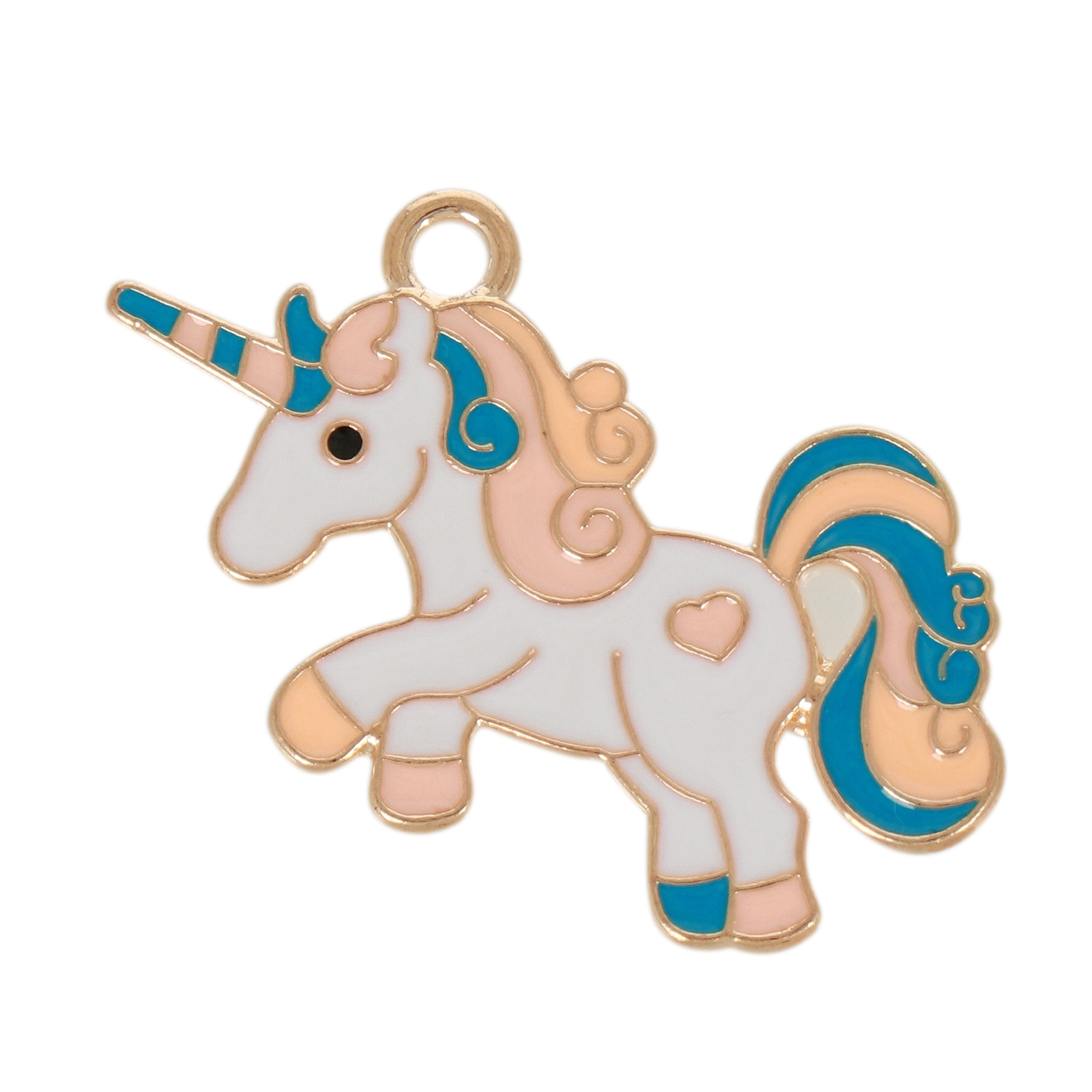 gold plated enameled unicorn charm 26x23mm | 10pc