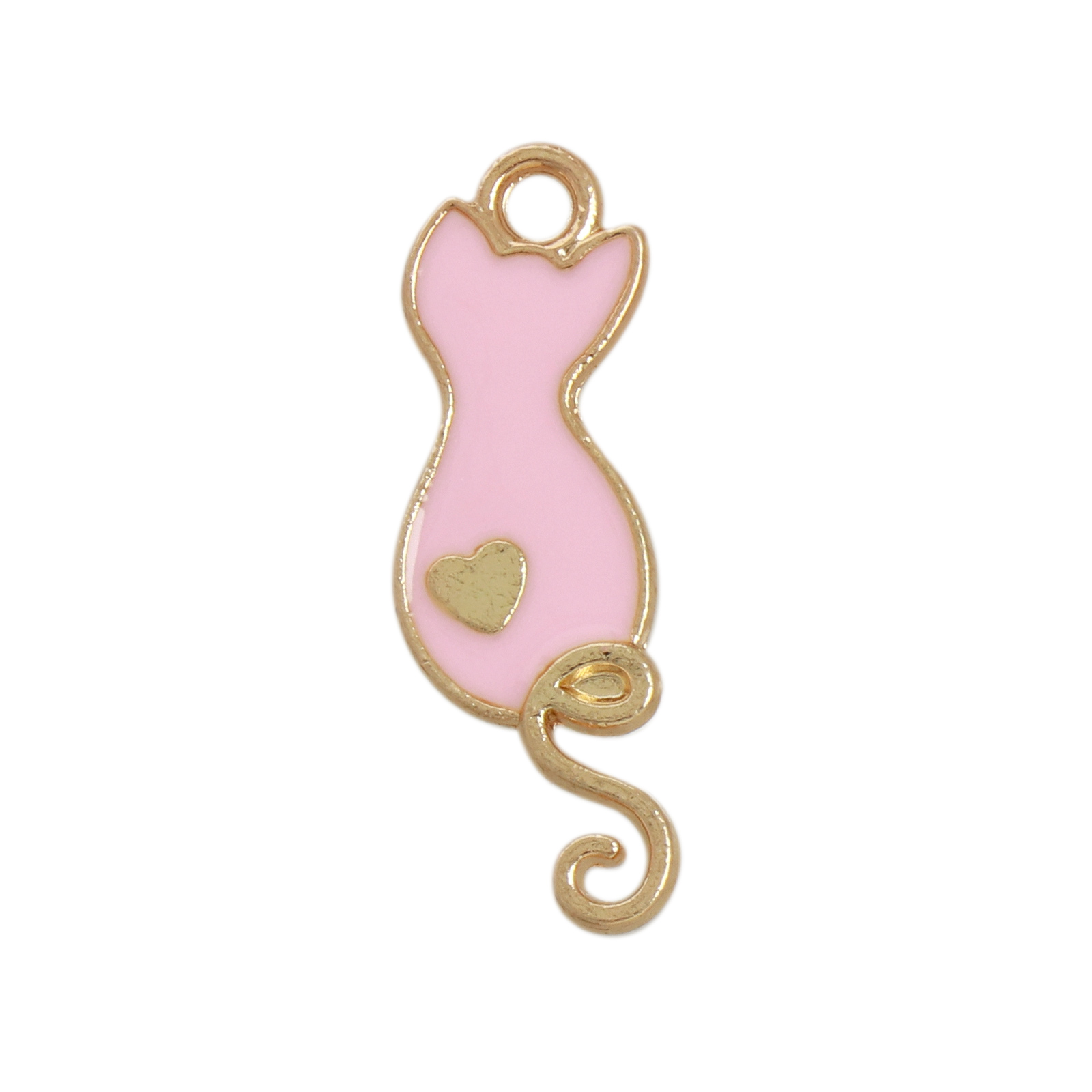 gold plated enameled cat charm 24x8mm | 10pc