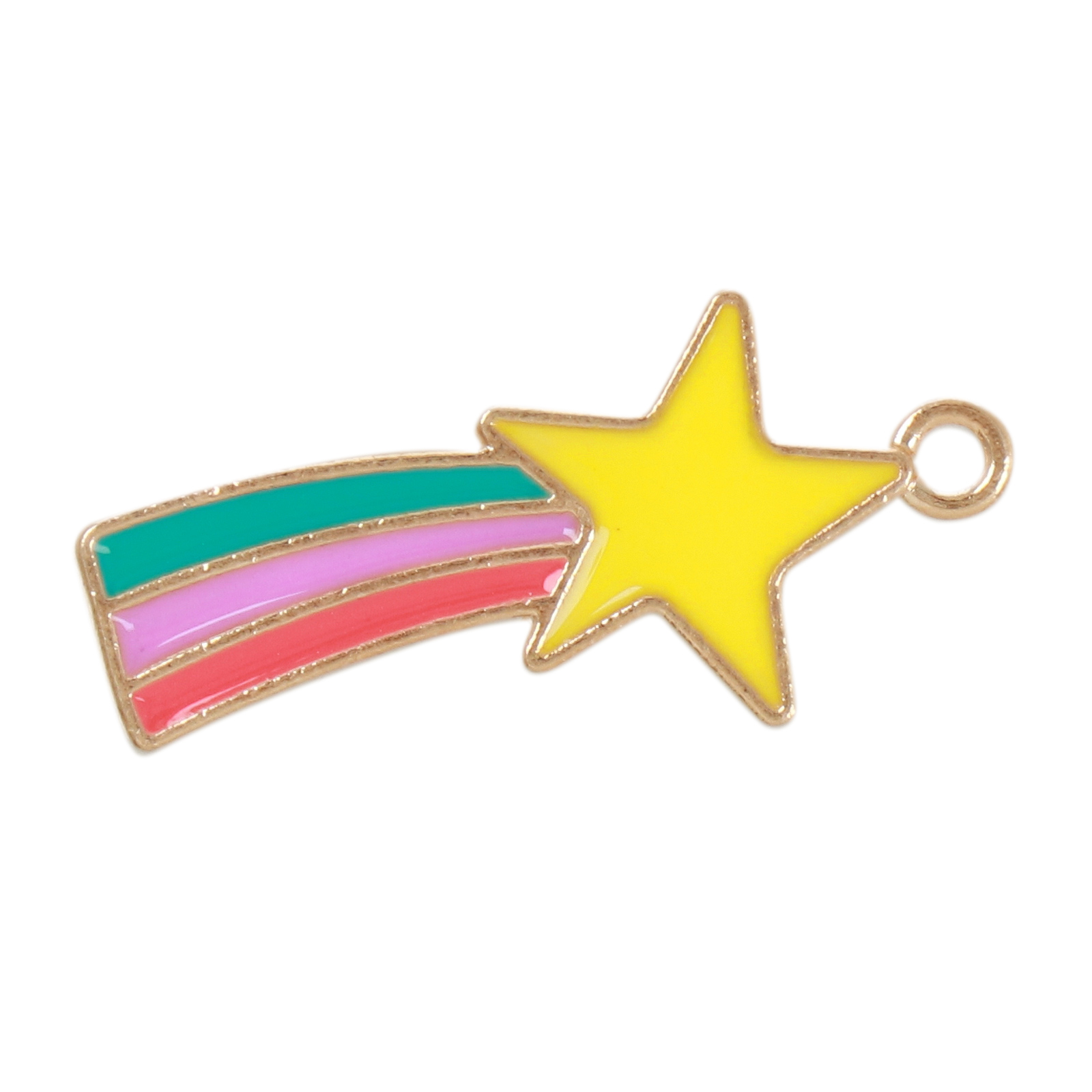 gold plated enameled comet charm 27x12mm | 10pc