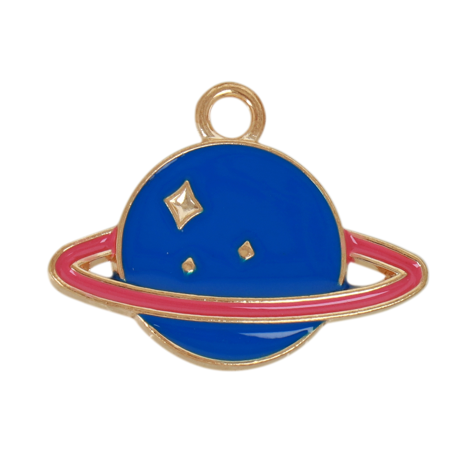 gold plated enameled saturn charm 26x20mm | 10pc