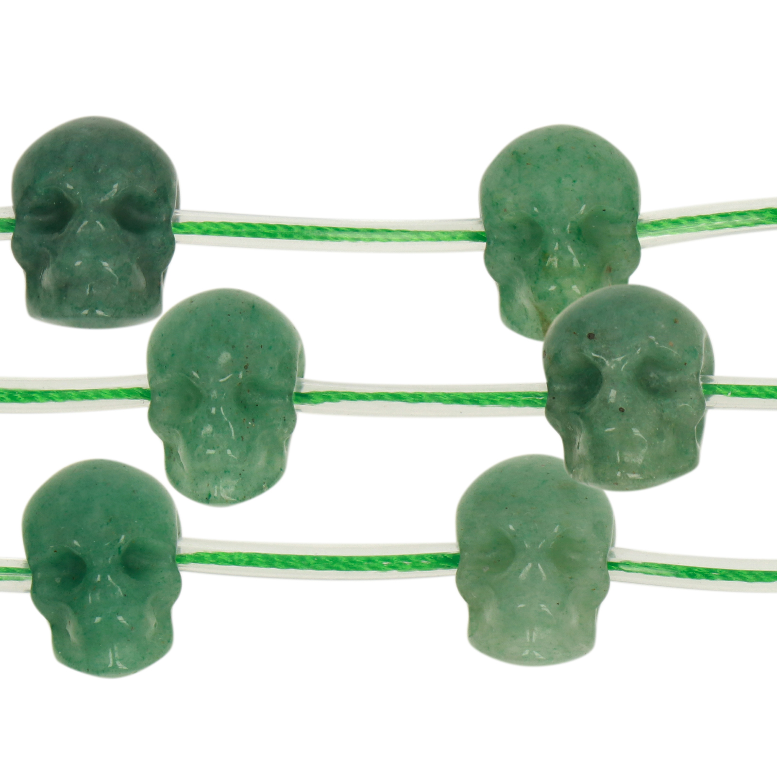 green aventurine skull gemstone bead 10-13mm | 1pcs