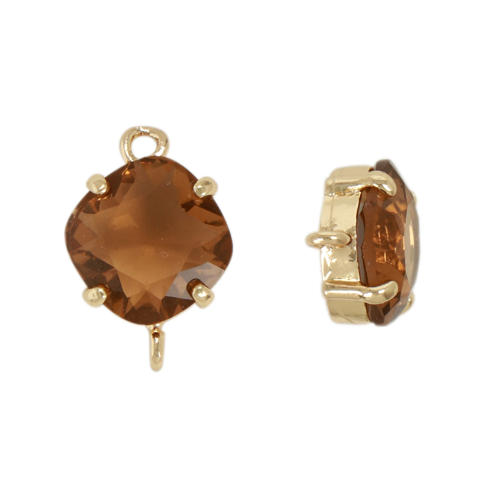 gold plated fine crystal link diamond topaz 16x10mm | 2pc