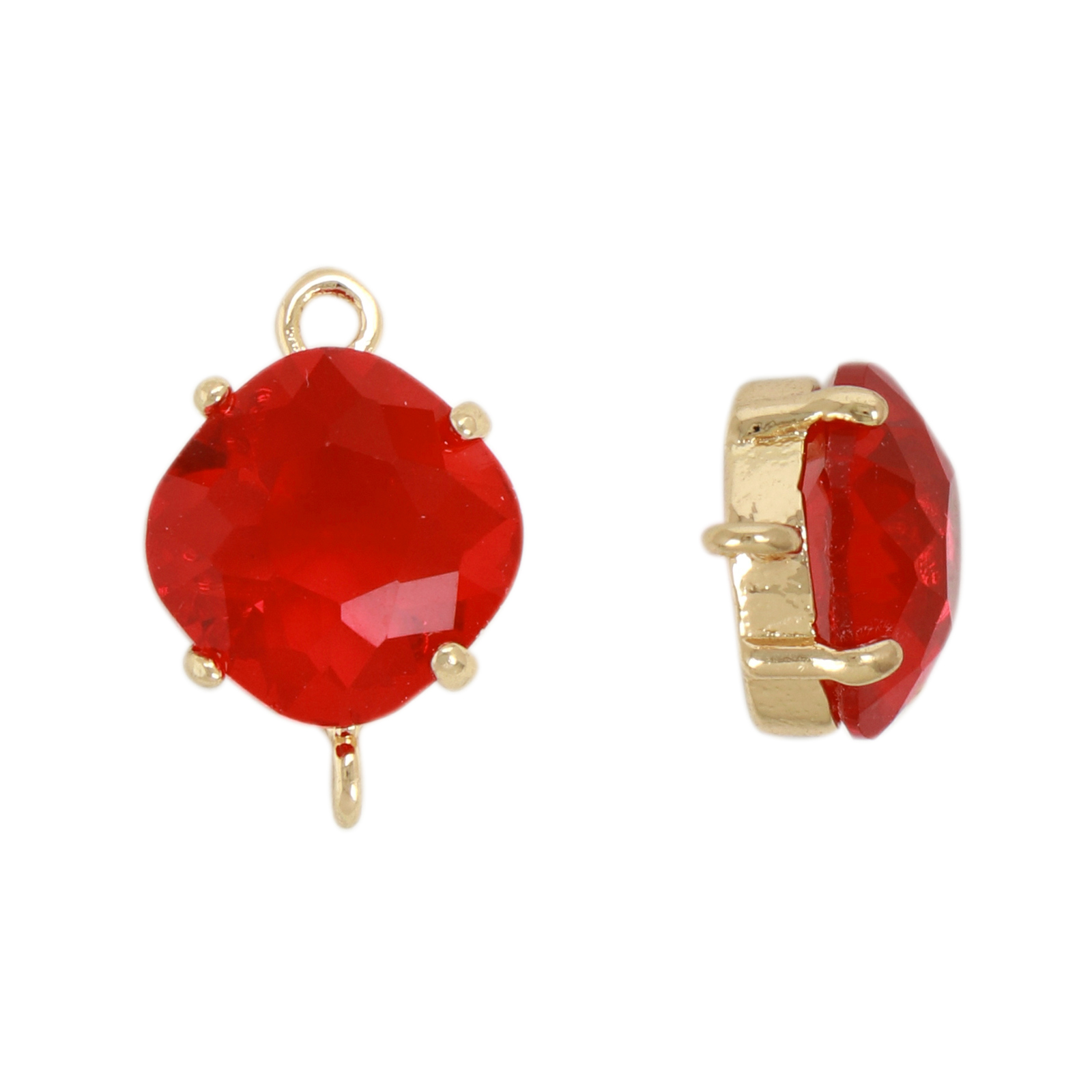 zwischenteil fine crystal vergoldet rhombus red 16x10mm | 2st