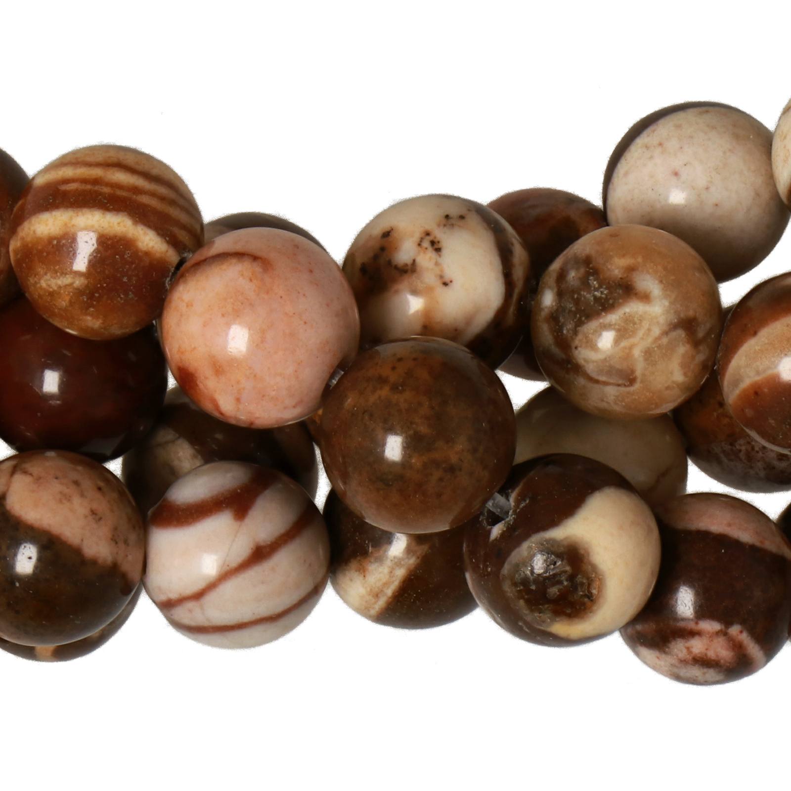brown zebra jasper smooth round 8mm | 12pc