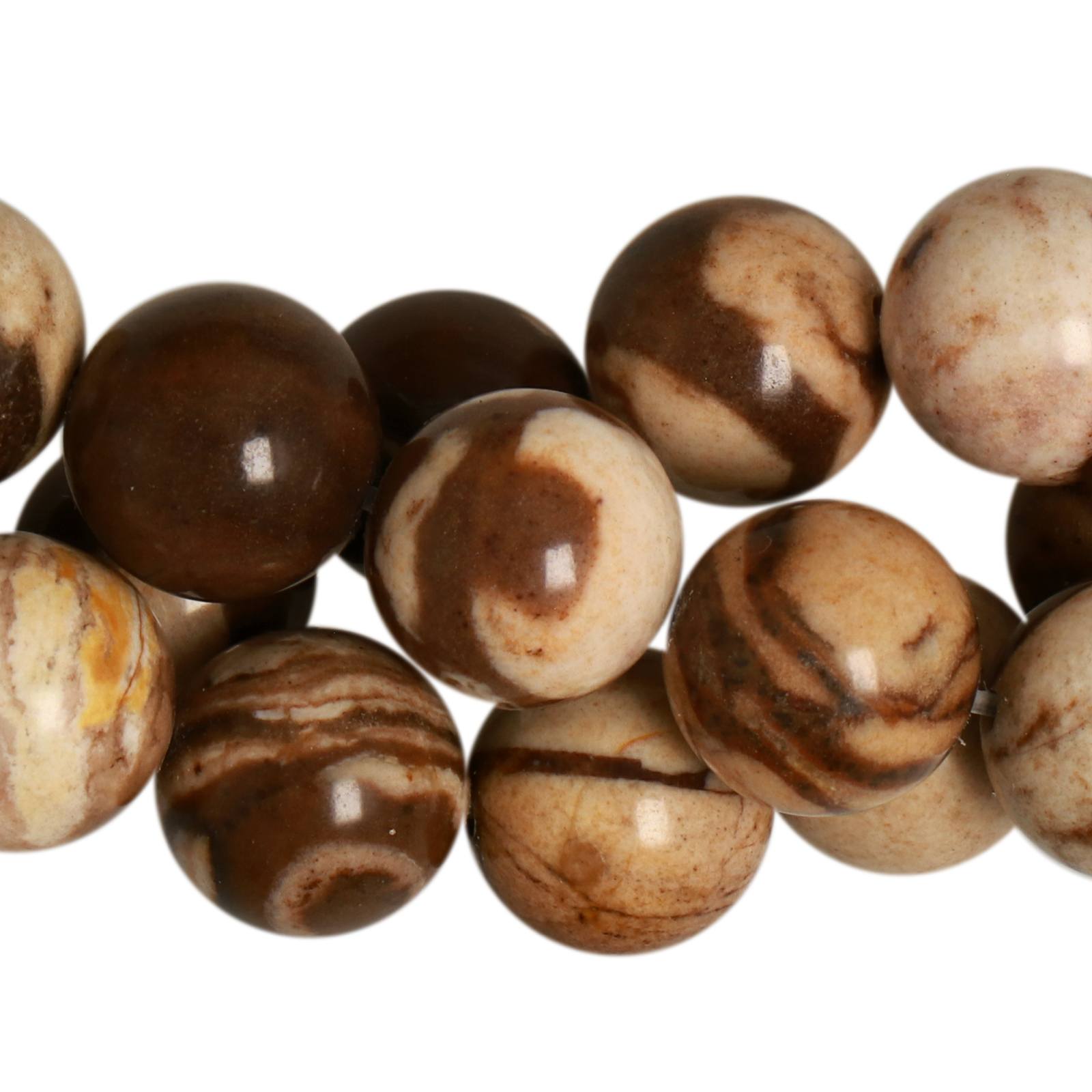 brown zebra jasper smooth round 10mm | 10pc
