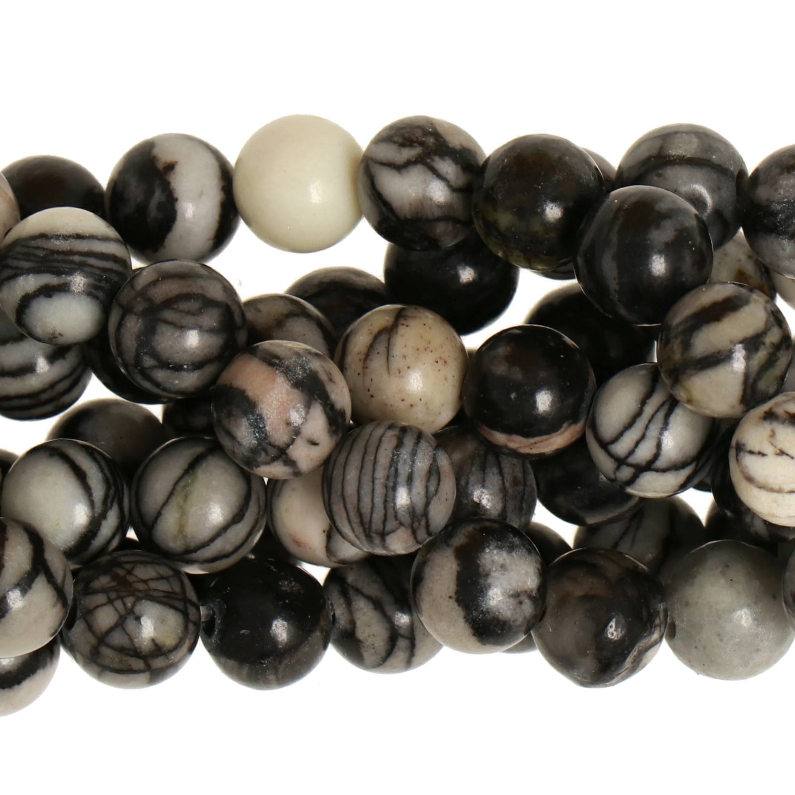 black line jasper smooth round 6mm | 20pc