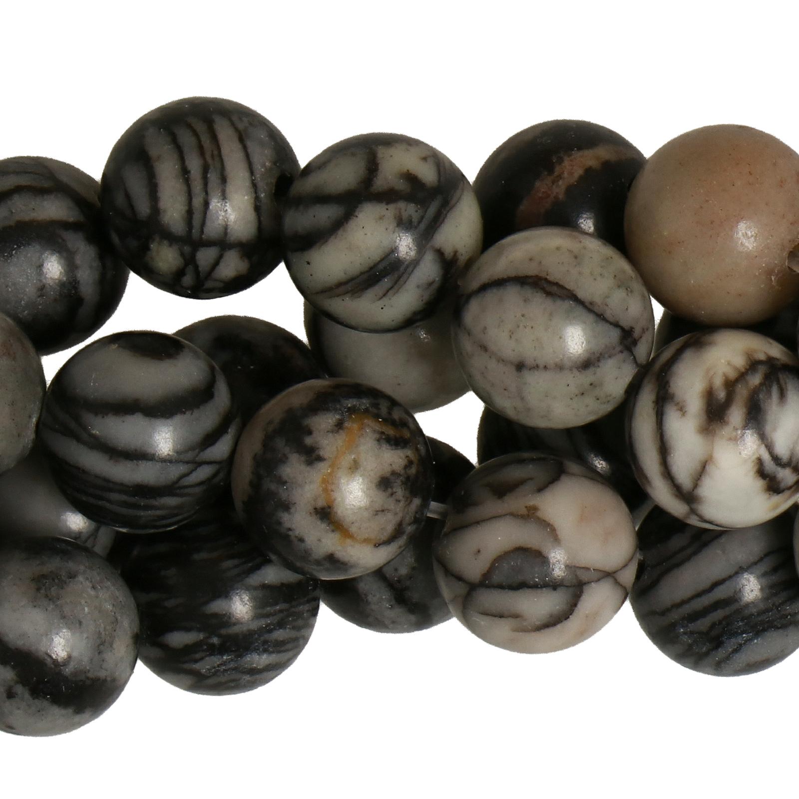 black line jasper smooth round 8mm | 15pc