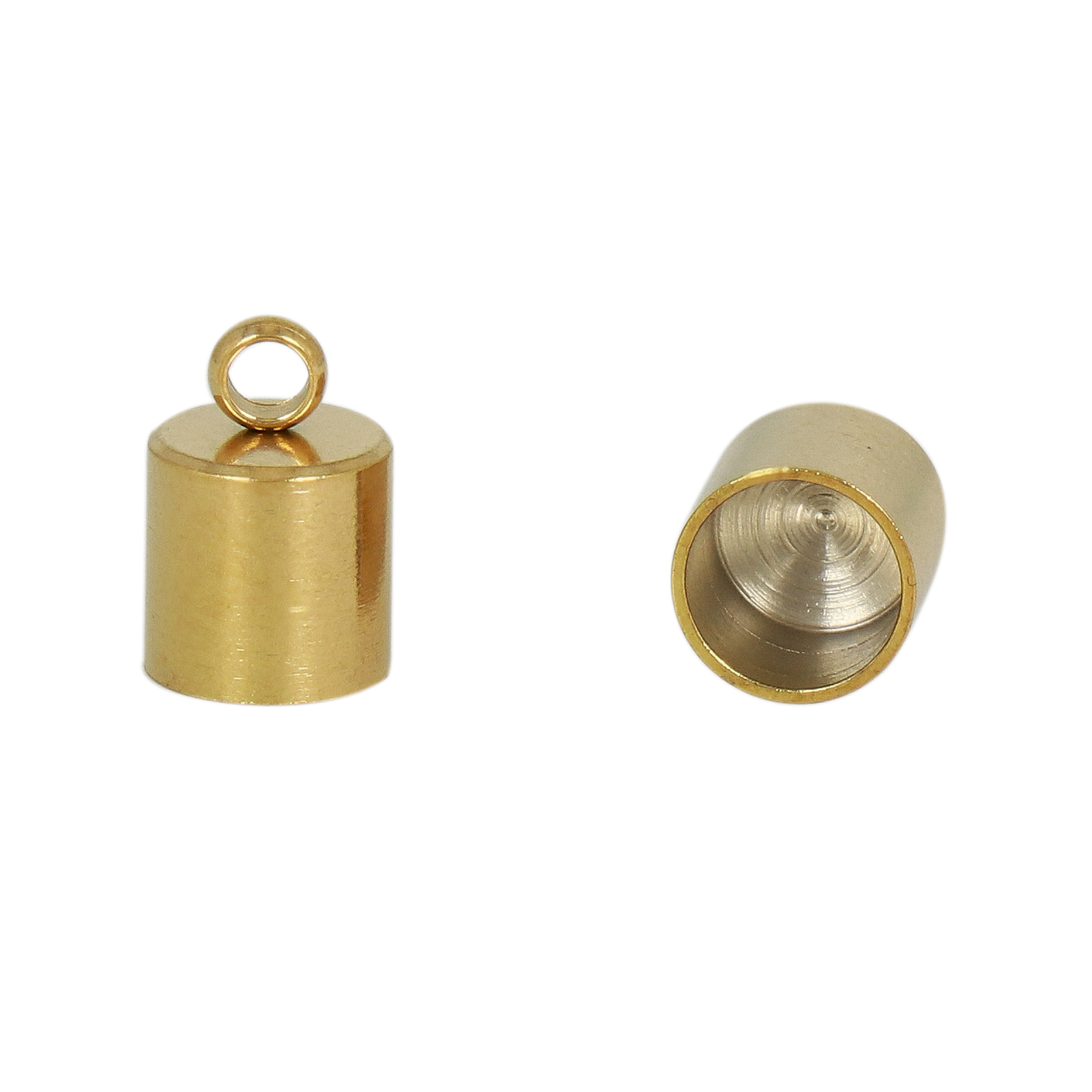 gold plated stainless steel crimp end 10x6,5mm (width 6mm) | 10pc