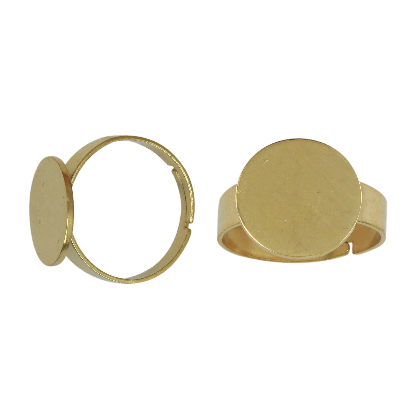 adjustable gold plated steinless steel base ring with flat base 14mm | 4pc