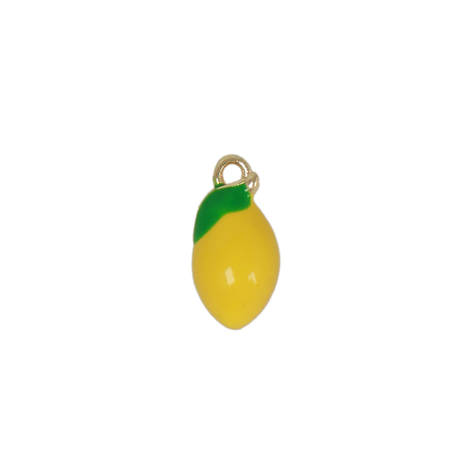 gold plated enameled lemon charm 12x6mm | 2pc