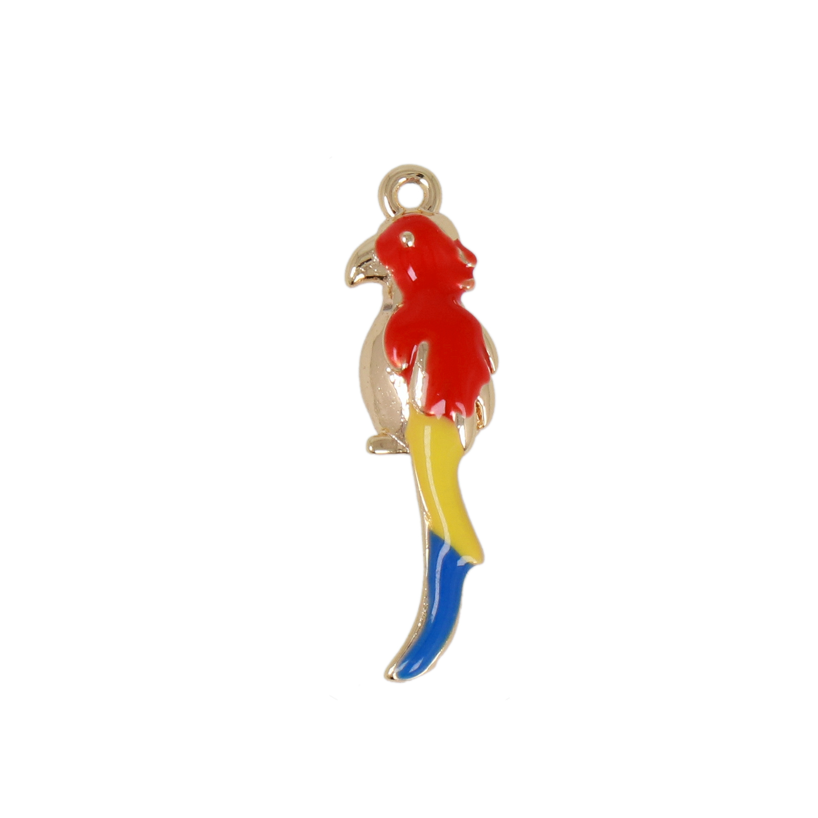gold plated enameled parrot charm 20x7mm | 2pc