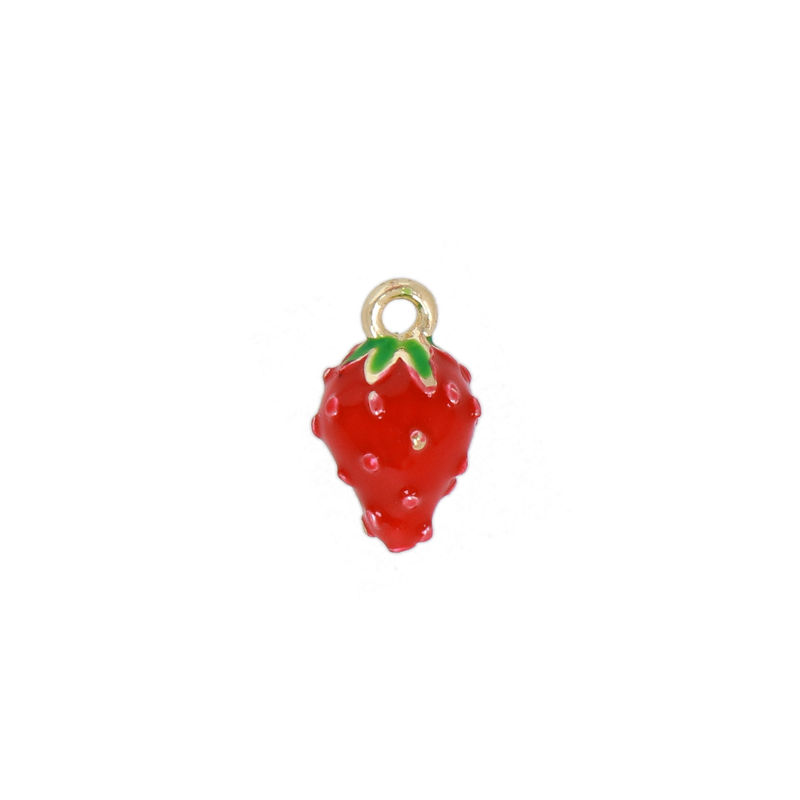 gold plated enameled strawberry charm 11x6mm | 2pc