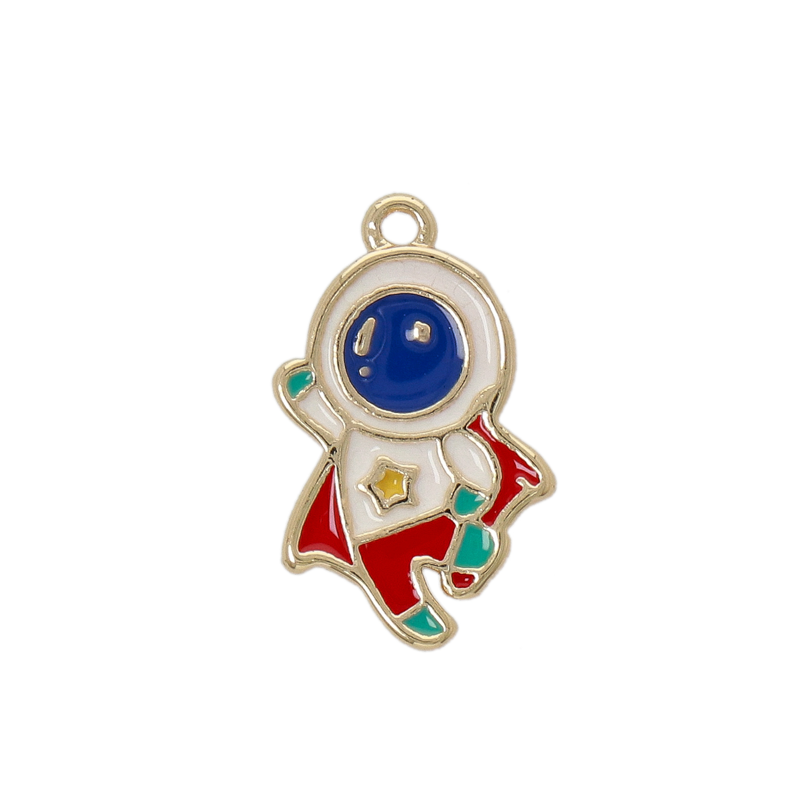 gold plated enameled astronaut charm 18x11mm | 2pc