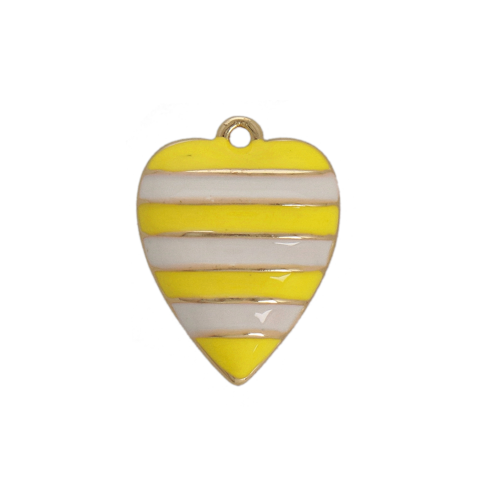 gold plated enameled yellow heart pendant 17mm | 2pc