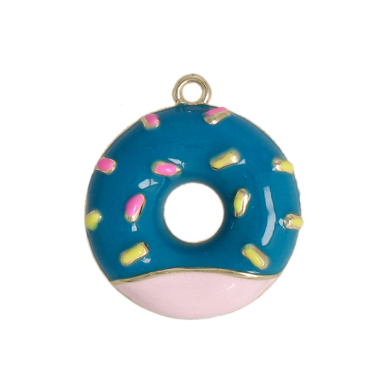gold plated enameled donut pendant 17mm | 2pc