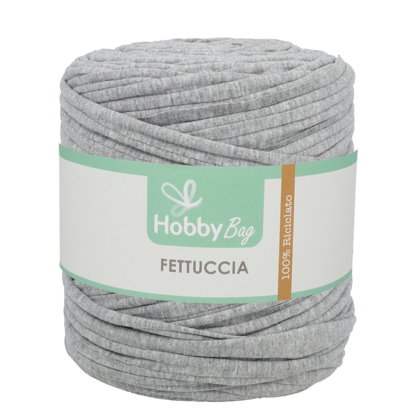 hobbybag t-shirt yarn fettuccia regular - melange light grey - 700-900gr aprox (110-130mt) | 1pc