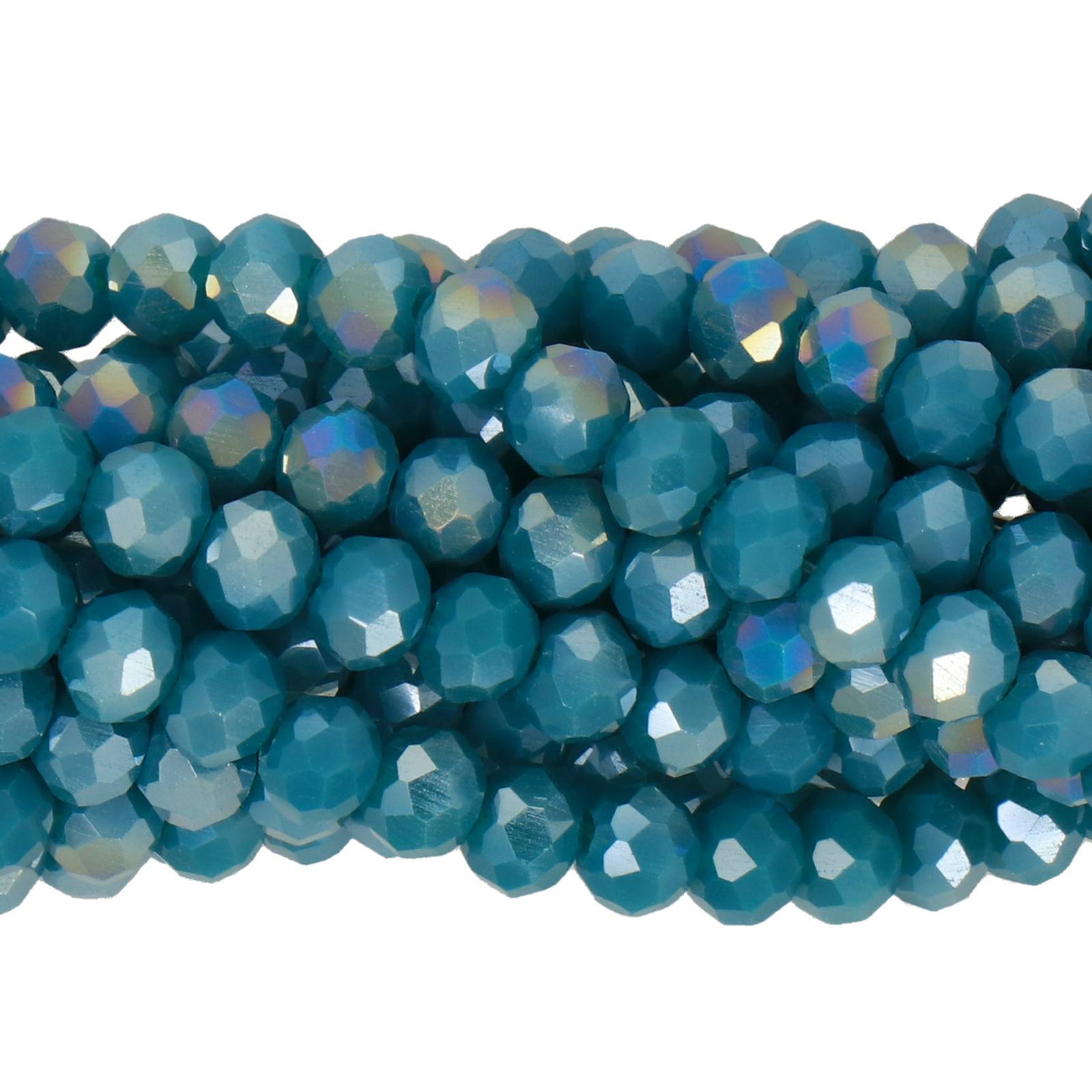 opaque peacock ab chinese crystal faceted roundelle 4x3mm | 1 strand
