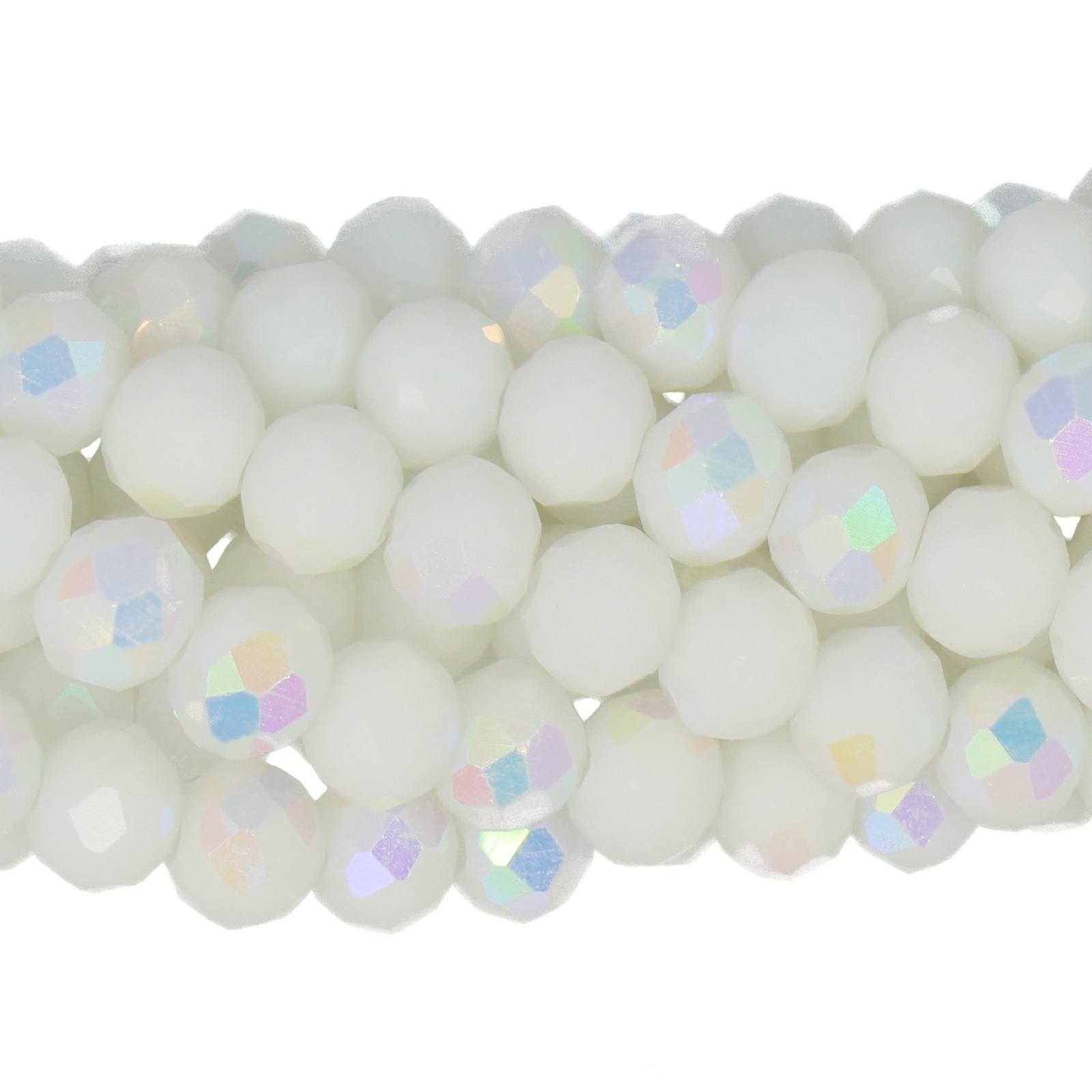 chinese glasperlen facettiertes rondelle opaque white confetti 6x4mm | 1-strang
