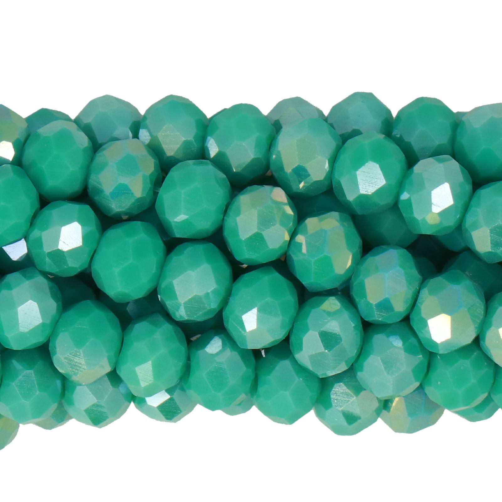 opaque turquoise ab chinese crystal faceted roundelle 6x4mm | 1 strand