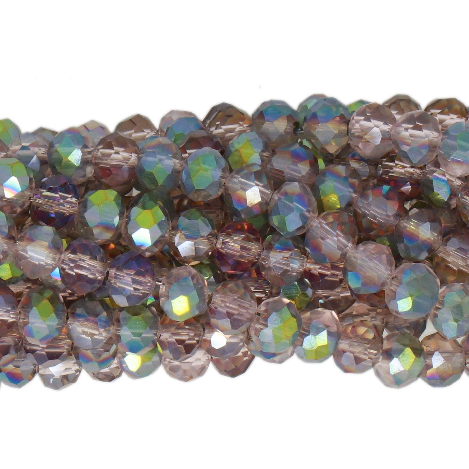 chinese glasperlen facettiertes rondelle iridiscent green 4x3mm | 1-strang